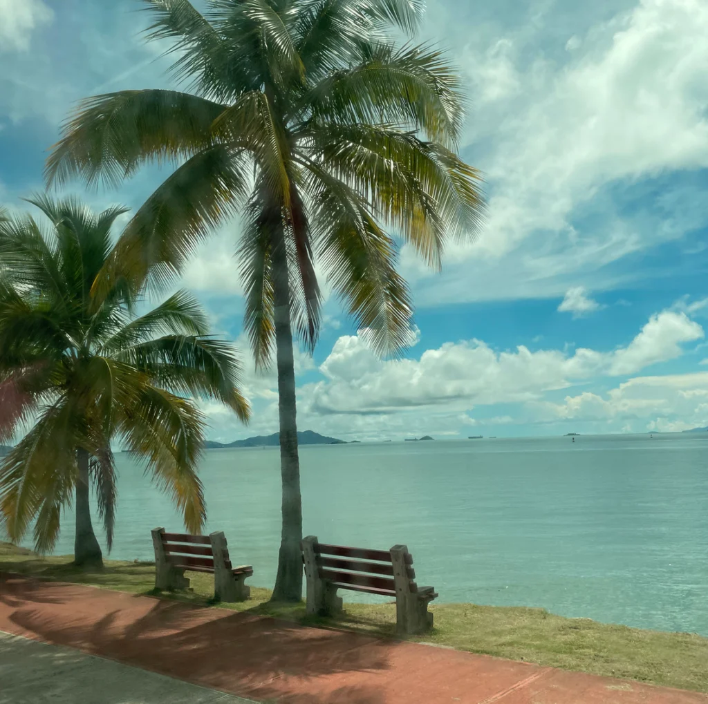 benches by the beach in panama city