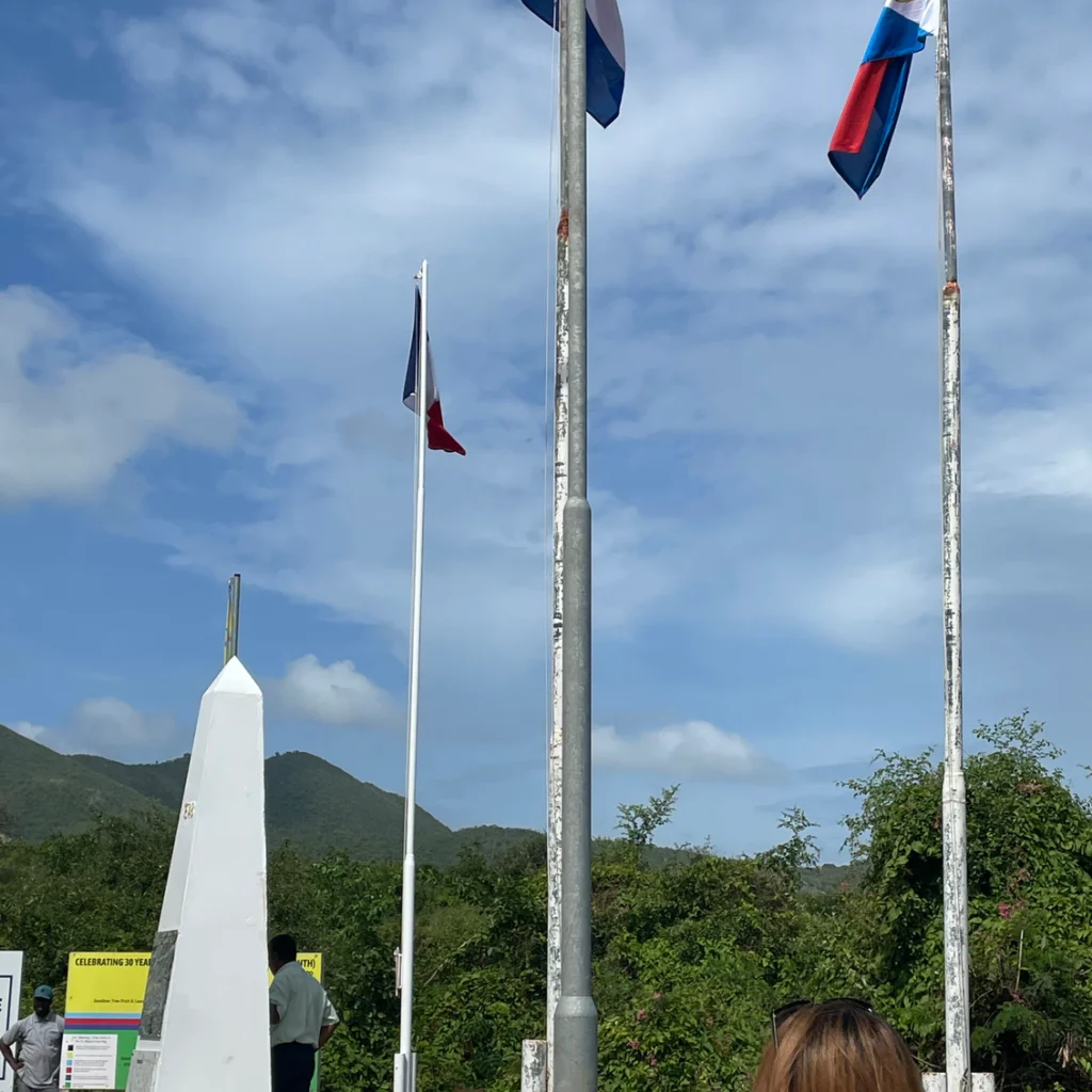 Unguarded Border Monument between Sint Maarten Dutch and Saint Martin French